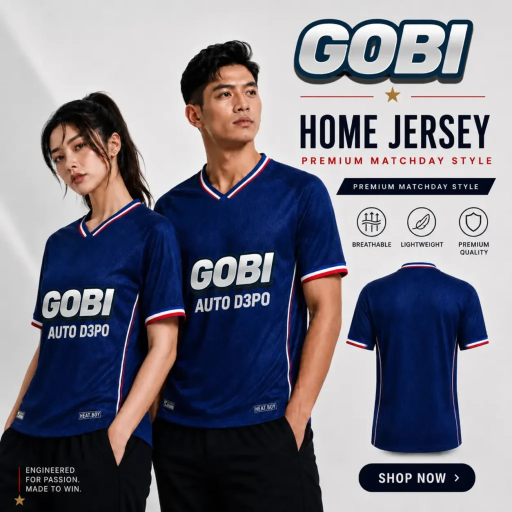 Gobi88 jersey sepak bola biru Jakarta tampilan produk depan
