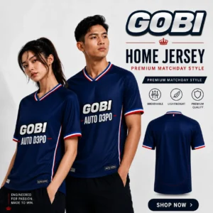 Gobi88 jersey sepak bola biru Makassar tampilan produk depan