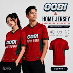 Gobi88 jersey sepak bola merah Surabaya tampilan produk depan
