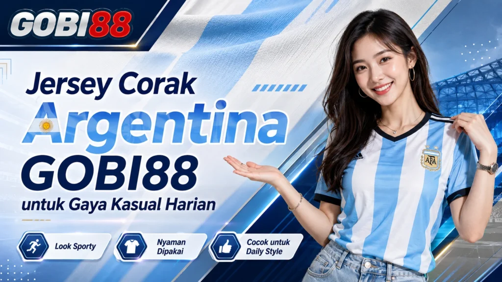 Jersey corak Argentina GOBI88 untuk gaya kasual harian