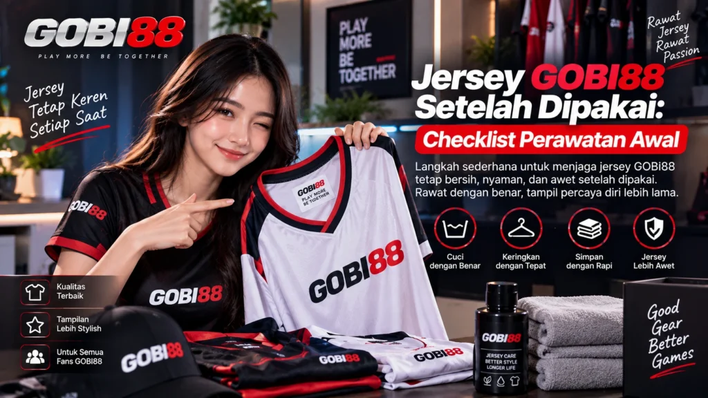 Jersey GOBI88 setelah dipakai untuk checklist perawatan awal sebelum disimpan atau dicuci