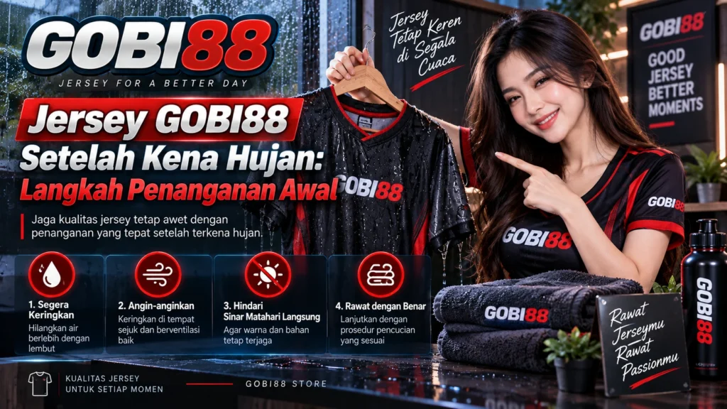 Jersey GOBI88 setelah kena hujan untuk langkah penanganan awal yang aman